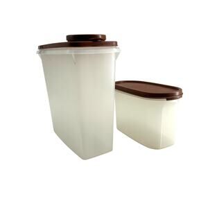 Vintage Tupperware Pour All Pitcher w Lid + Small container brown lids storage